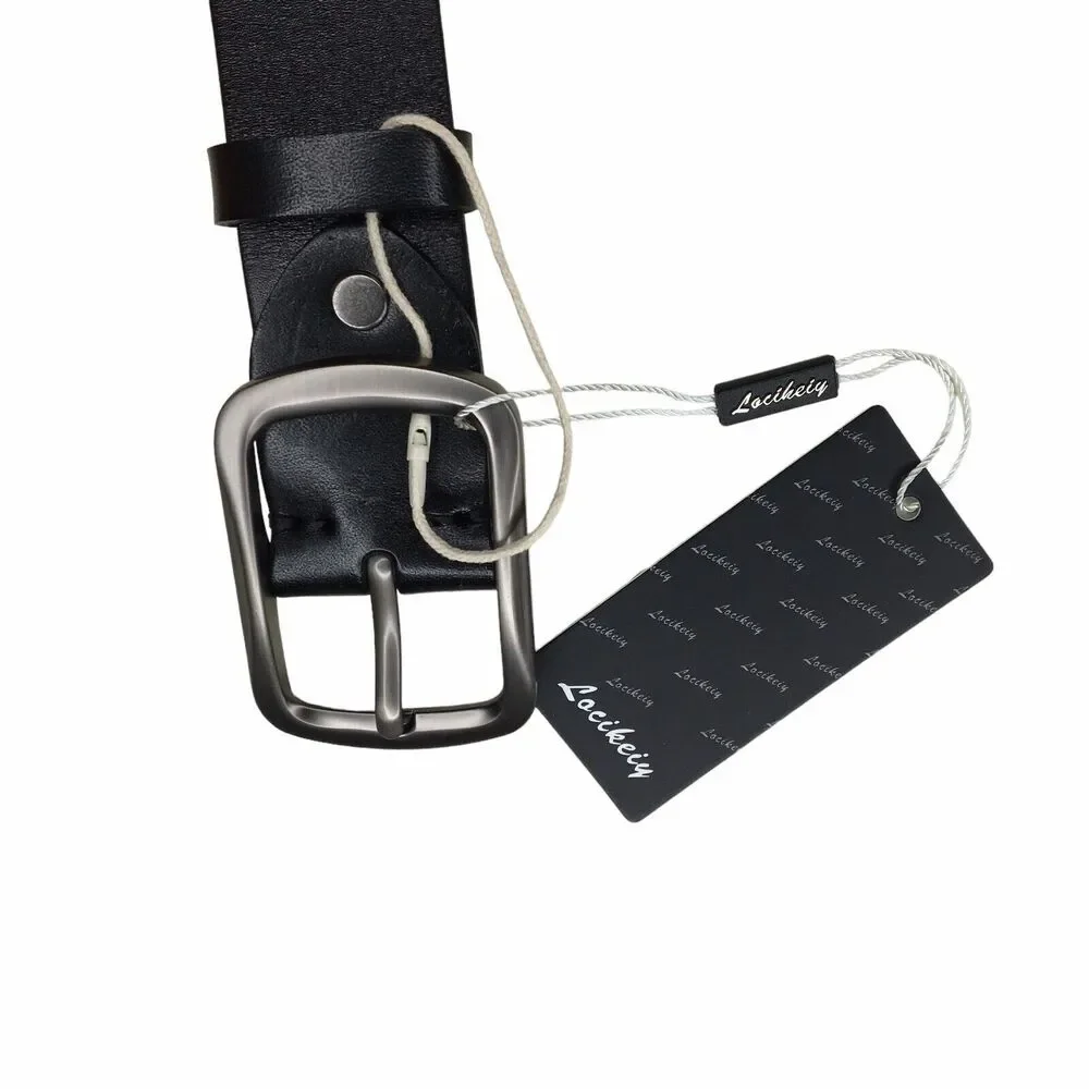 Locikeiy Belt Mens 48 Black Smooth Genuine Leather NWT Classic Core Preppy Dress